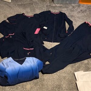 Koi lite navy blue scrub set bundle